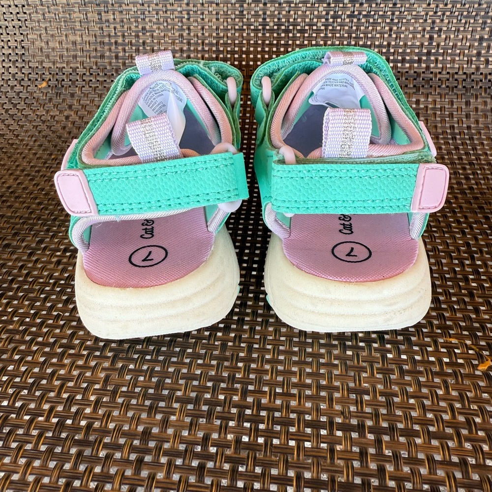 Cat & Jack Green and Pink Sandals Lightweight Comfort - Picture 2 of 6
